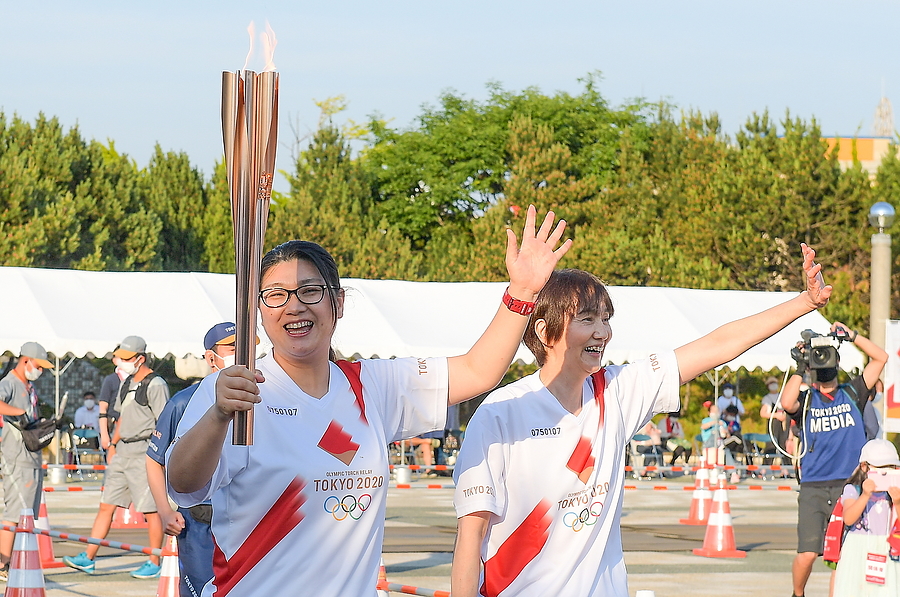 オリンピック代表の野口紀子さんら、聖火リレーに参加