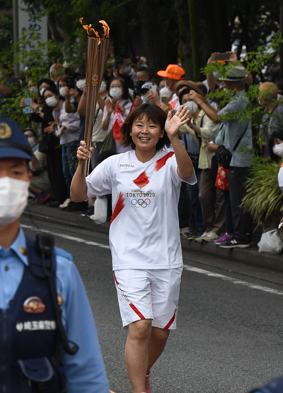 北京オリンピック代表の浜田美咲さん、聖火リレーに参加